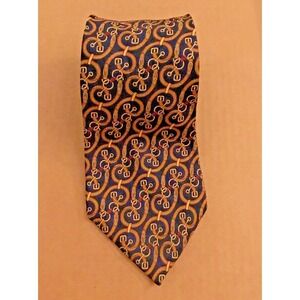 Cravaseta 100% Silk Necktie Designer Blue & Gold with Belt Length 58" Width 3.5"